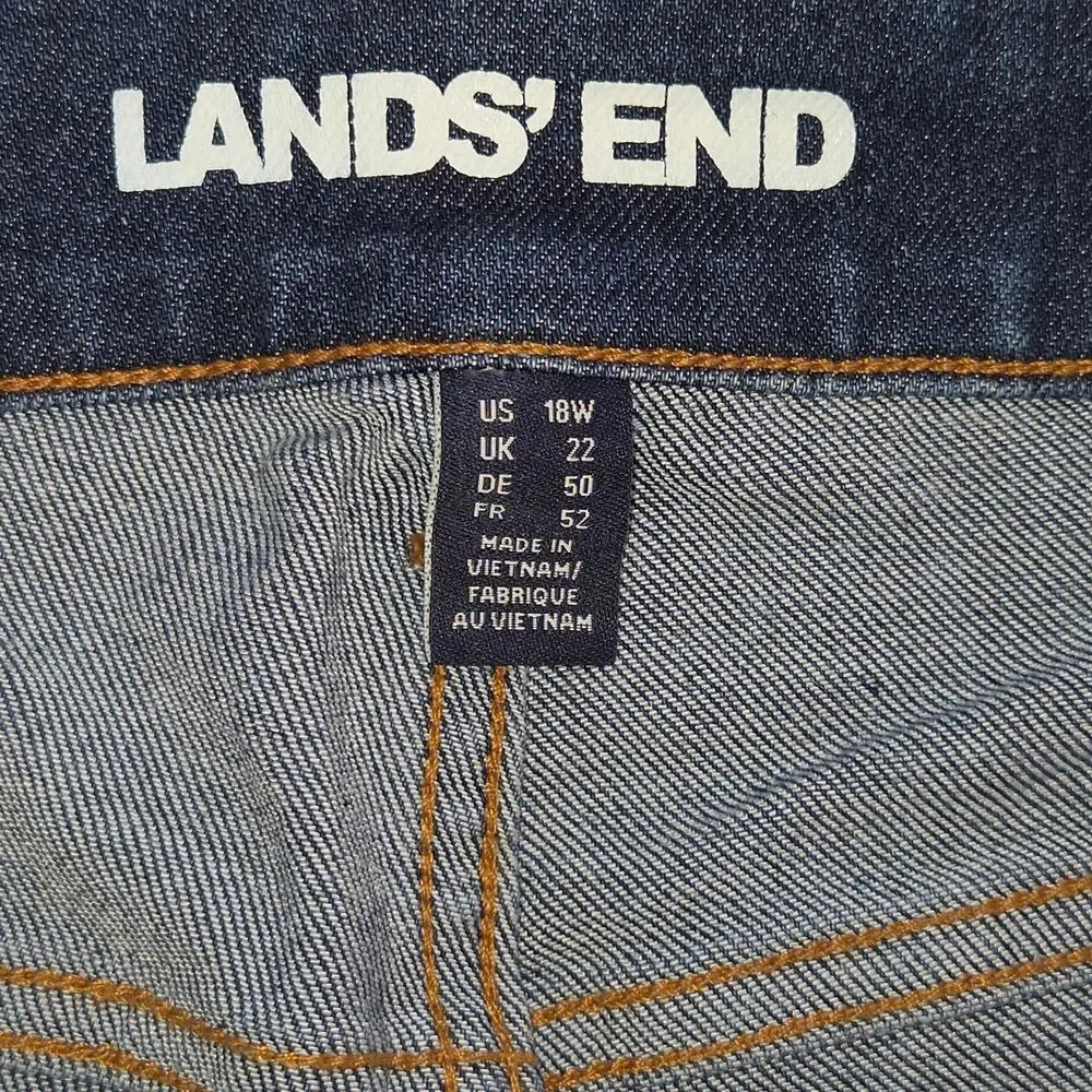 Lands' End 18W High Rise Straight Leg Jeans Medium Wash Coastal Grandmother GUC